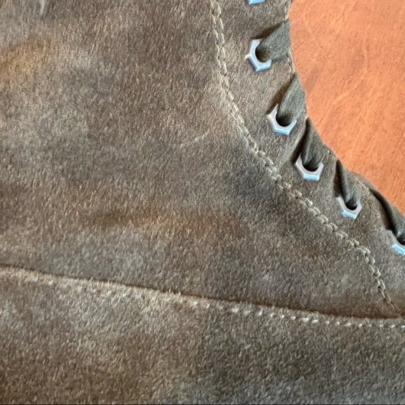 SAM EDELMAN | Olive green suede lace up combat moto style summer back zi… - Picture 12 of 15